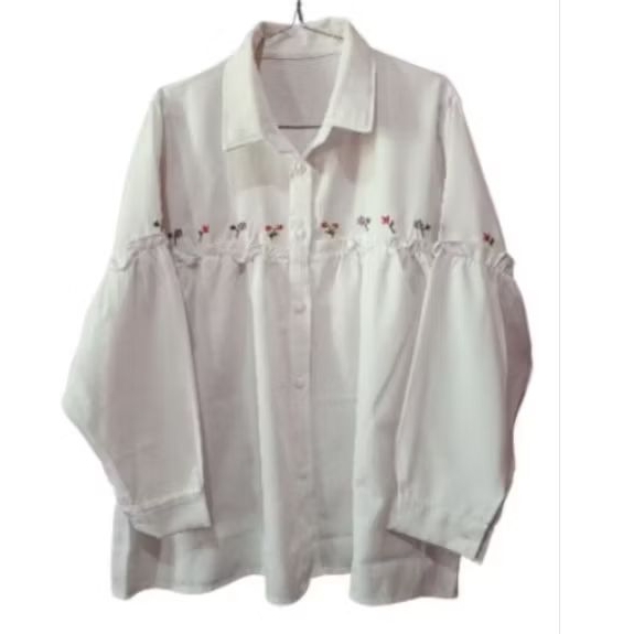 preloved blouse putih rempel bordir bunga
