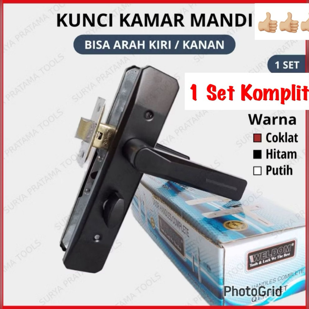 handle pintu kamar mandi komplit 1 set kunci pintu kamar mandi all merk GAGANG HANDLE KUNCI PINTU KA