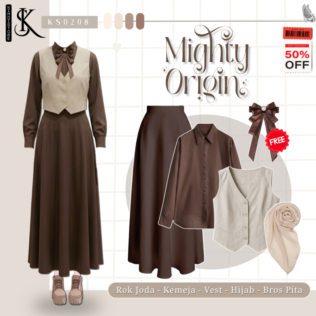 Enola Holmes 4in1 Set Outfit Yearbook [ Rok Joda, Kemeja, Vest, Hijab, FREE Bros Pita ] KS0208