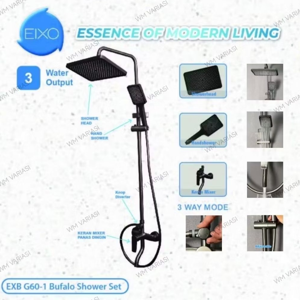 Shower Set Shower Tiang Kamar Mandi Panas Dingin Minimalis Grey Eixo Exb G601