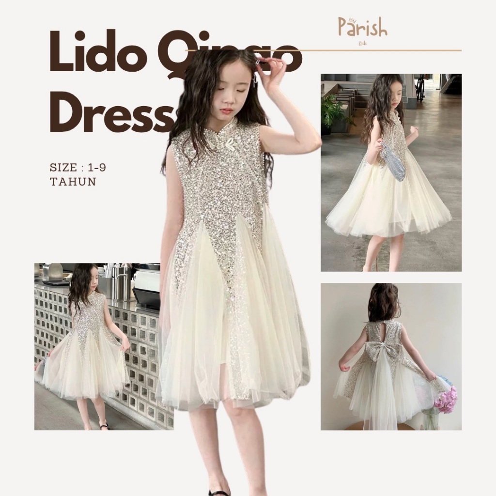Lido Sequins Qipao Dress /Mini Dress Qipao Pesta Anak Perempuan
