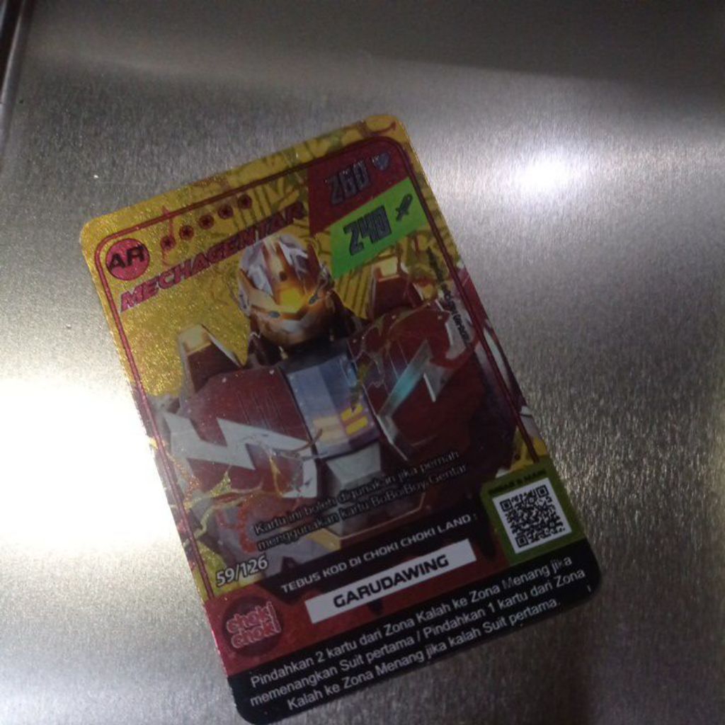 Kartu choki-choki BoBoiBoy AR Mechagentar 1 lembar