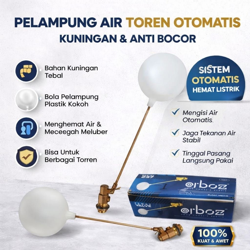 Pelampung Air Toren Otomatis Kuningan Bola Air Float Valve Otomatis Anti Bocor Kran Otomatis Tandon 