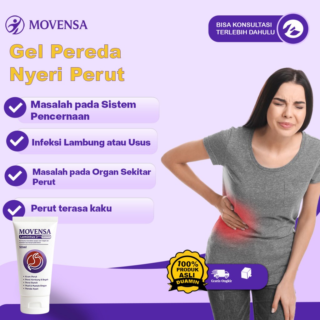 Movensa Tummy Gel Movensa Herbal Original Krim Gel Cream Pereda Nyeri Perut Aman untuk Asam Lambung