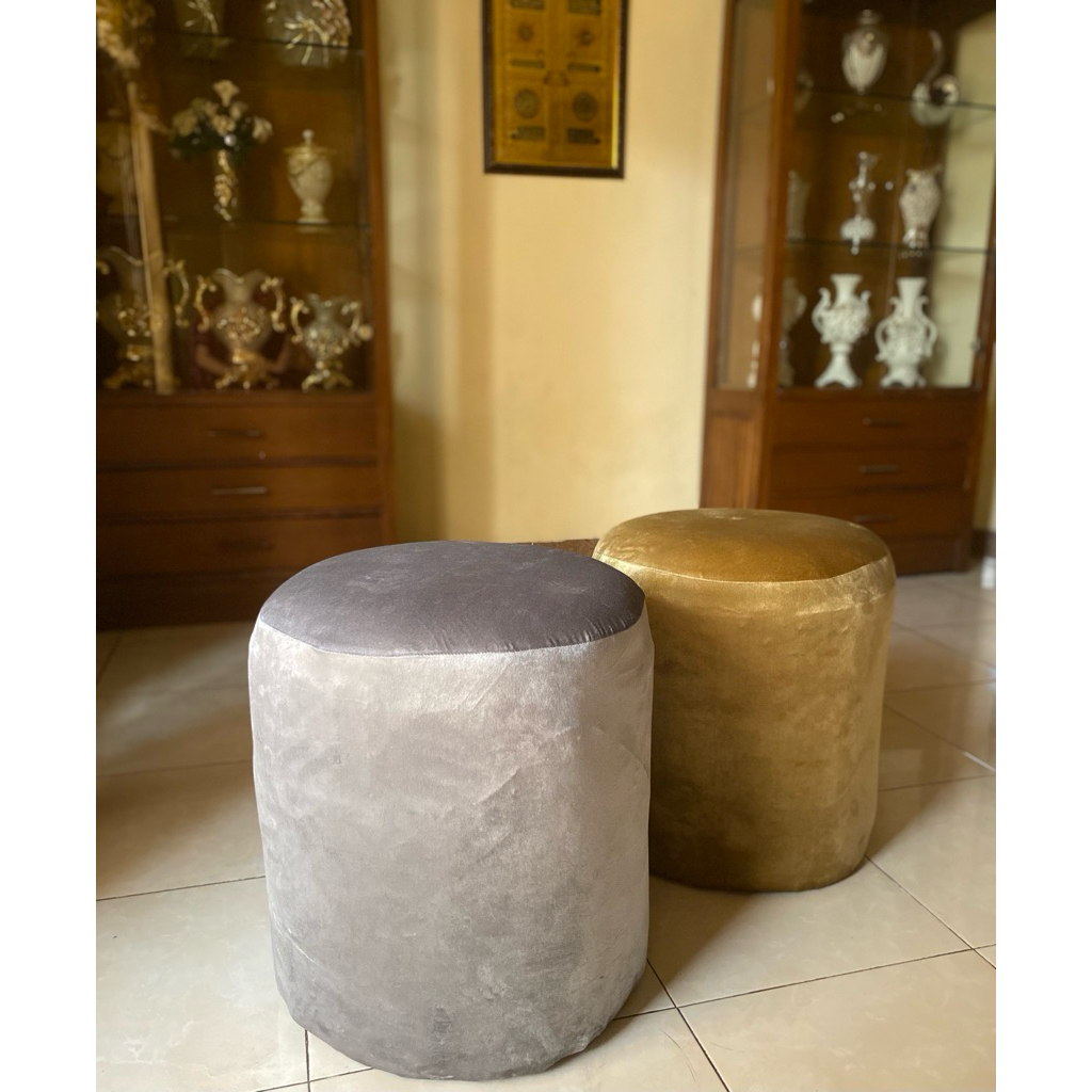 stool bulat/puff bulat/kursi stool bulat/stool sofa tamu/stool bulat bludru premium