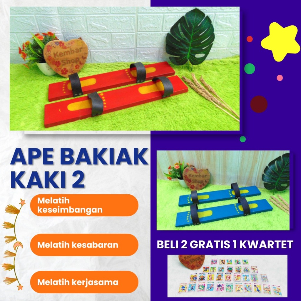 [BELI 2 GRATIS 1 KARTU KWARTET] APE-BAK-PJG Mainan Edukasi Alat Permainan Edukatif Anak APE Sandal B