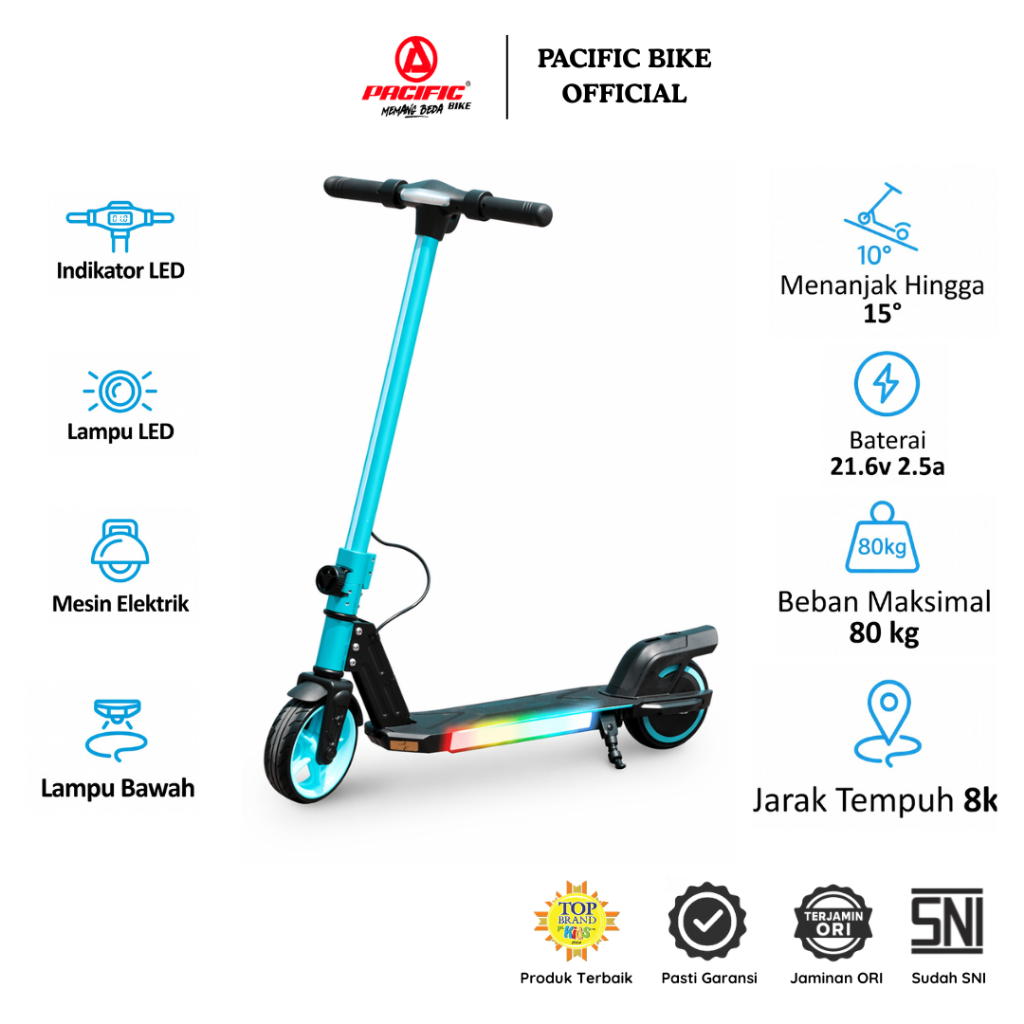 Pacific Skuter Listrik Remaja dan Dewasa Electric Scooter Exotic Alloy ET-8143