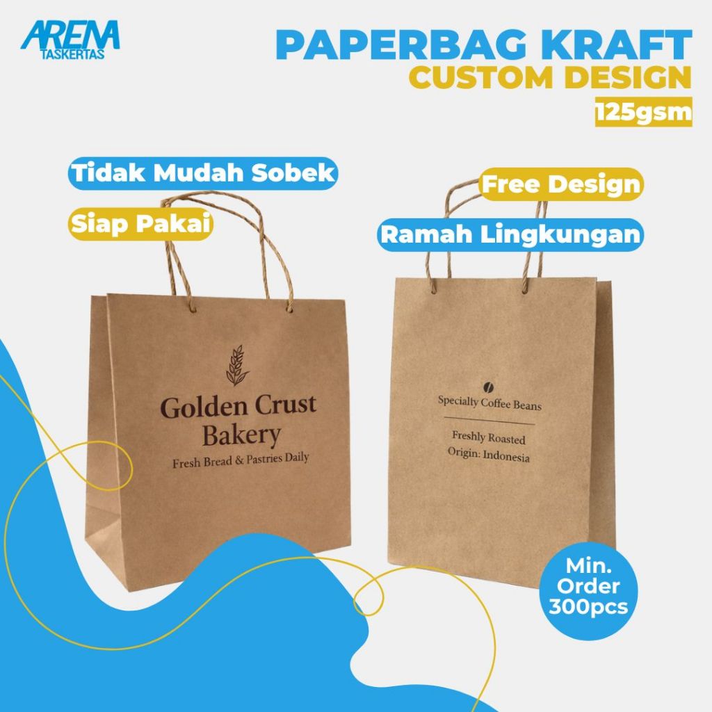Tas Kertas Souvenir Pernikahan Wedding Skincare Kosmetik Custom Design Print Hitam-UK Kecil1-Kraft c