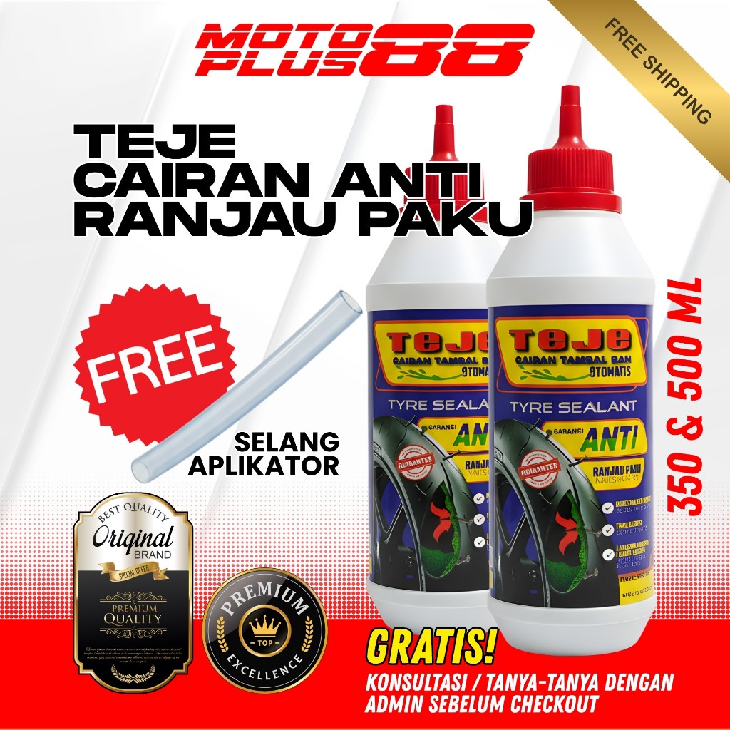 TEJE Cairan Anti Ranjau Paku 350 500 ml Ban Tubeless Motor Anti Bocor Free Pembuka Pentil Tire Seala