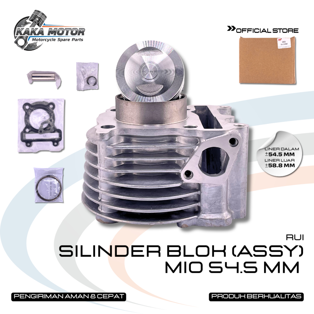 SILINDER BLOK ASSY MIO 54.5 MM - CYLINDER SILINDER BLOK SEHER BORING BORE UP MIO KARBU 54,5 54.5 MM