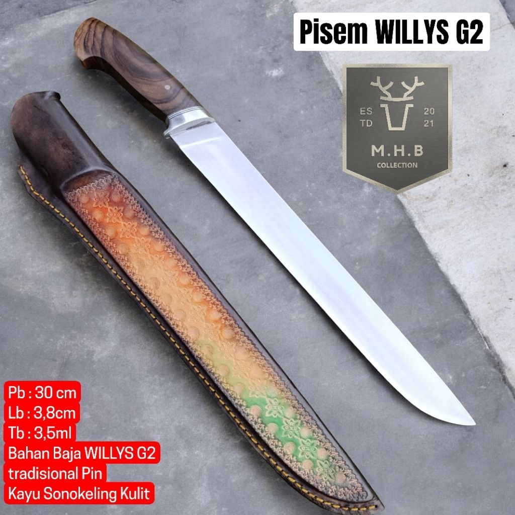 Pisau Sembelih Baja Willys G2 Termurah Asli Sepuh Tradisional Pandai Ciwidey Pb 30cm