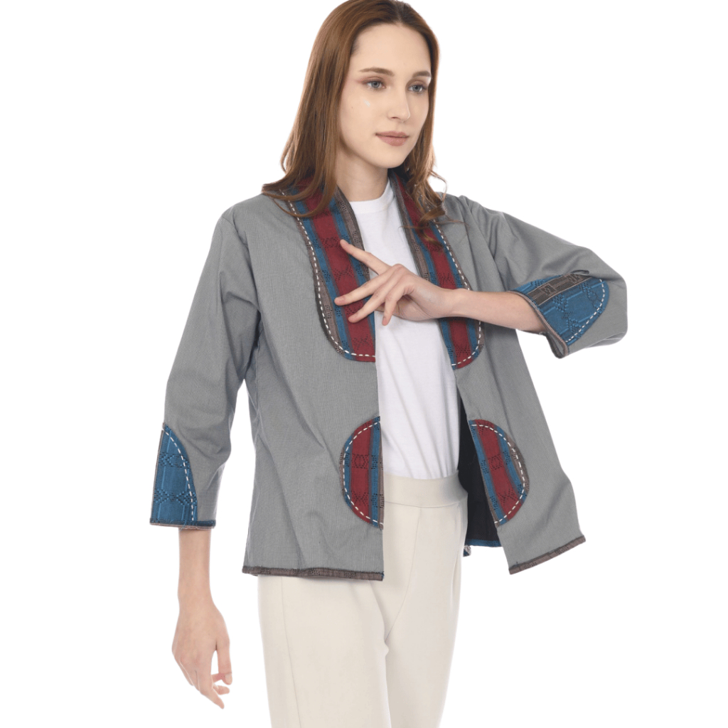 Gadara Blazer Wanita Modern Elegan Kombinasi Tenun Majalaya | Blazer Batik Garianie blazer wanita, b