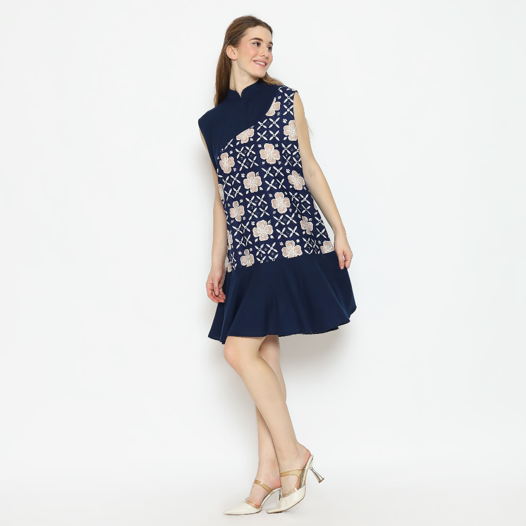 Binaya Dress Batik Wanita Modern Elegan Kombinasi Katun | Dress Batik Garianie dress batik wanita, d