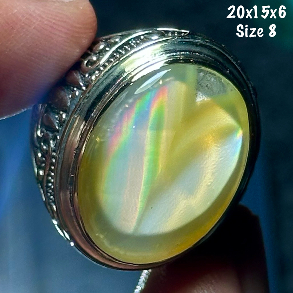 Cincin Batu Akik Natural Iris Junder Pelangi (asli alam)