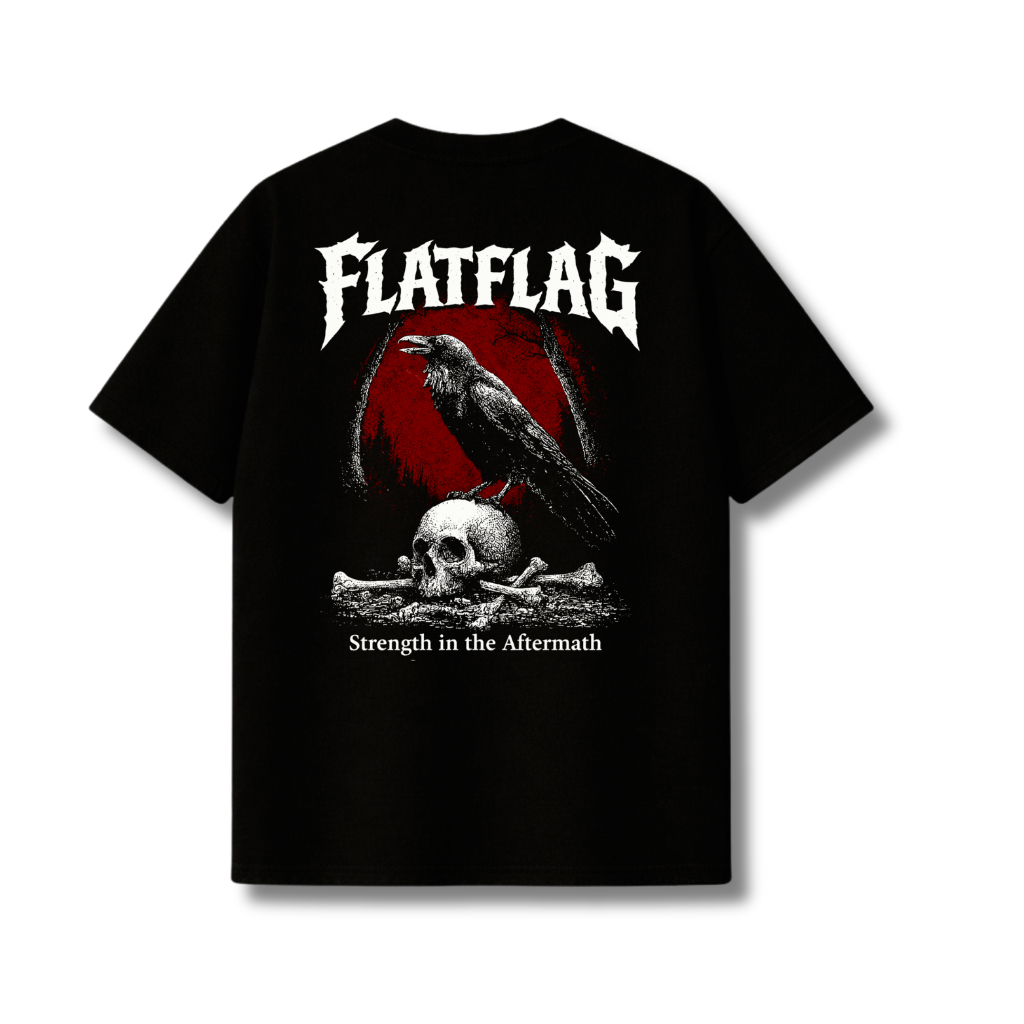 FLAT FLAG Kaos Hitam Metalcore  "The Crow" Katun 24s