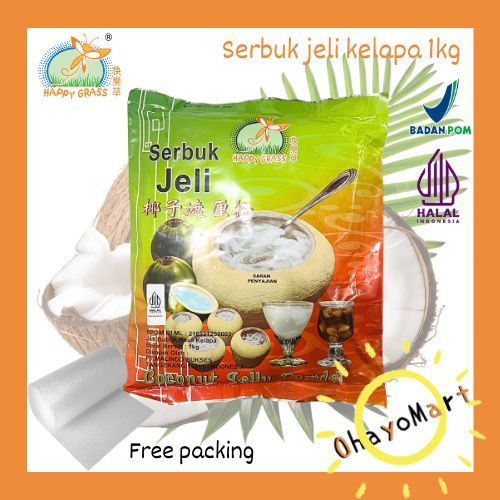 Happy grass coconut jelly powder ukuran besar 1kg / sebuk jeli rasa kelapa 1000g