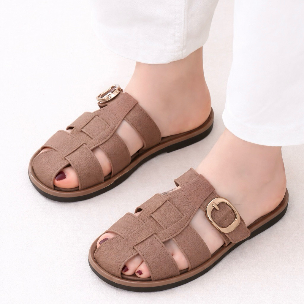 Sandal selop slip-on mules wanita karet youth balance 1526