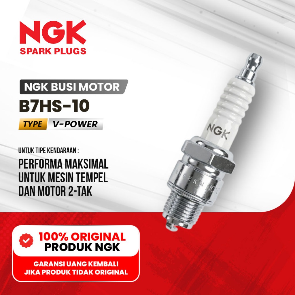 Busi NGK B7HS-10 Original - Mesin Tempel Yamaha Suzuki PK, Vespa, Satria 2T - Busi NGK B7HS 10 Asli