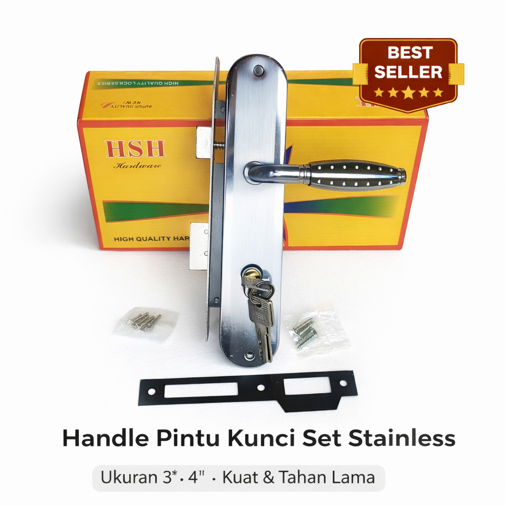 HSH Handle Kunci Pintu Rumah Besar Set 25cm Besi Stainless