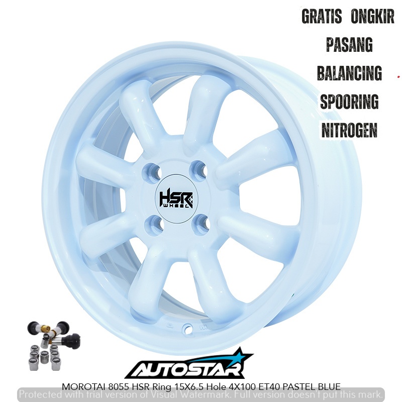 VELG MOBIL RACING RETRO HSR MOROTAI WATANABE R15 LUBANG 4 PASTLE BLUE COCOK UNTUK SOLUNA COROLLA
