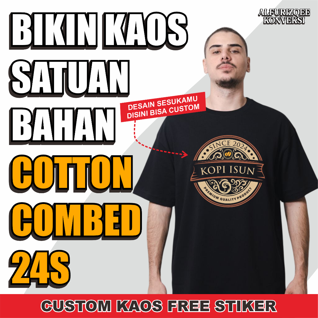 KAOS SABLON CUSTOM DTF SATUAN BISA CETAK FOTO | KATA | COUPLE FAMILY | FULL COLLOR - KAOS WARNA