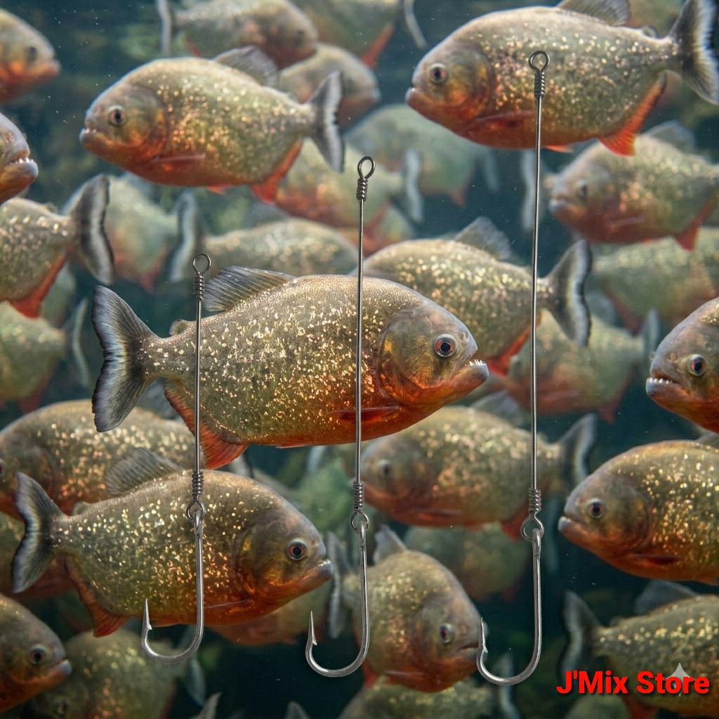 Kail Pancing Ikan Bawal Gabus Toman Rangkaian Satu Mata Kail Anti Gigi Tajam /pack isi 9