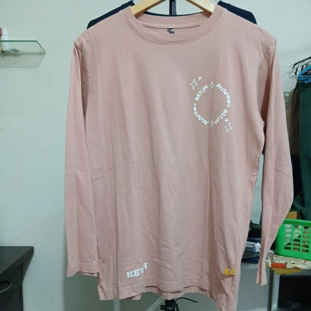 Kaos katun tebal lengan panjang long sleeve kerah kencang ABERCROMBIE second Original size S ld 100c
