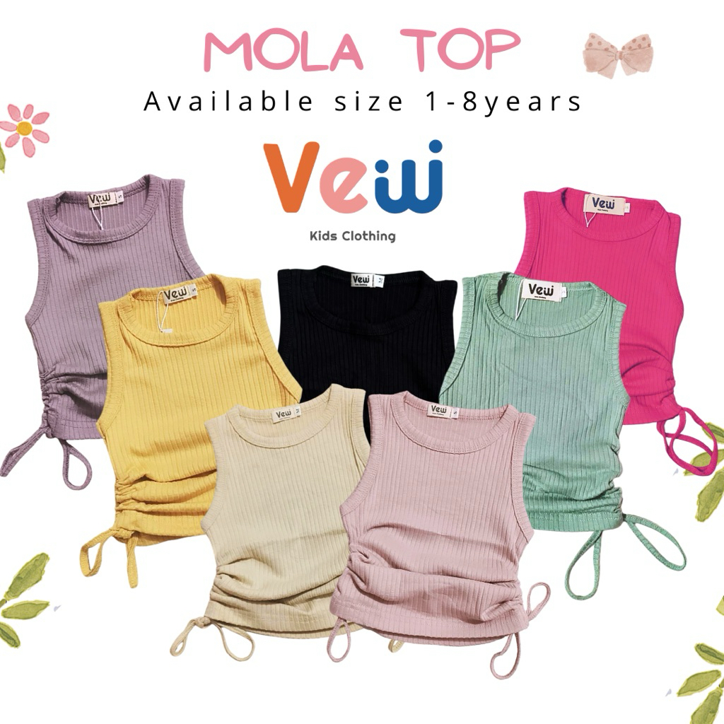 VEW - MOLA TOP - Atasan serut anak perempuan / tanktop serut anak Korean fashion / rib knit