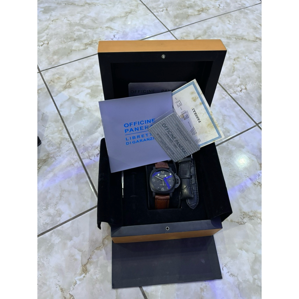 Jam tangan pria Luminor panerai 1950 gmt mulus mewah full set