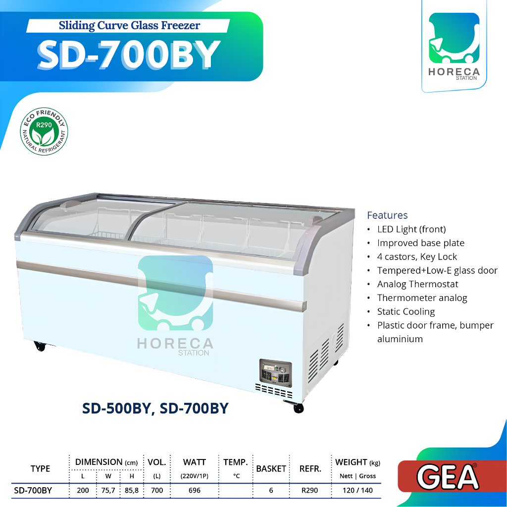 GEA Sliding Curve Glass Freezer SD-700BY / SD 700BY / SD 700 BY