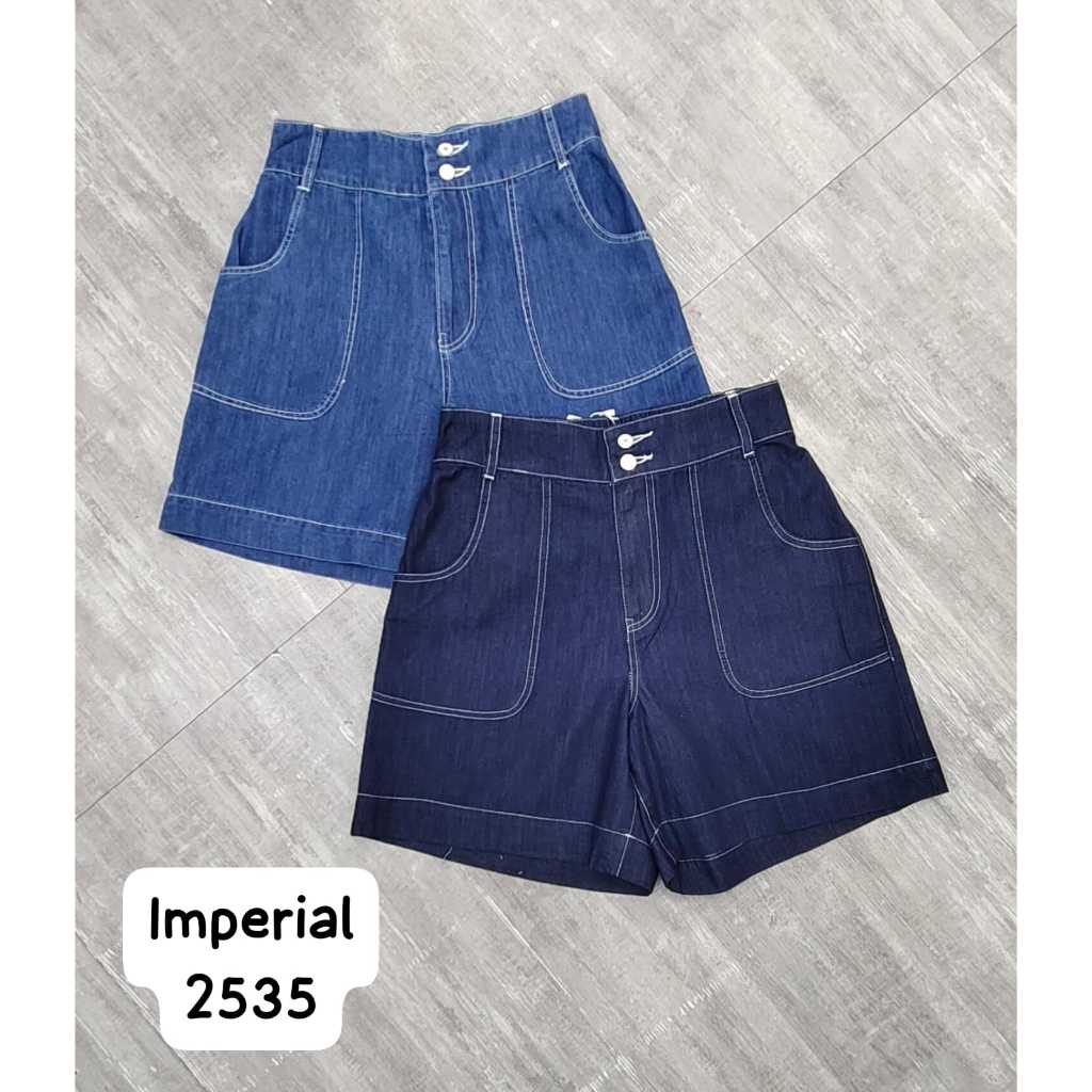 Celana Pendek Wanita Model High Waist Denim Jeans Shorts Premium Trendy - IMPERIAL 2535 Biru, Navy
