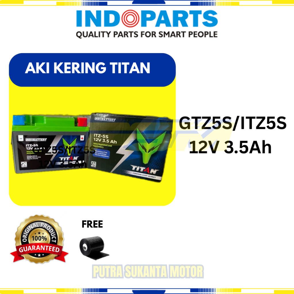 ACCU AKI KERING TITAN GTZ5S/ITZ5S 12V 3.5Ah INDOBATTERY INDOPARTS
