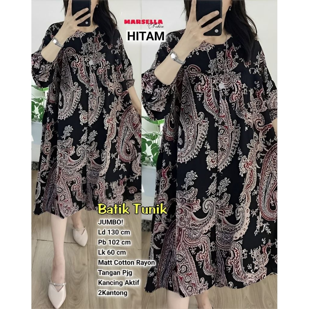 ATASAN LONG TUNIK JUMBO/BATIK/BLOUSE LONG TUNIK WANITA KATUN RAYON JUMBO LD 130 CM FIT XXXL