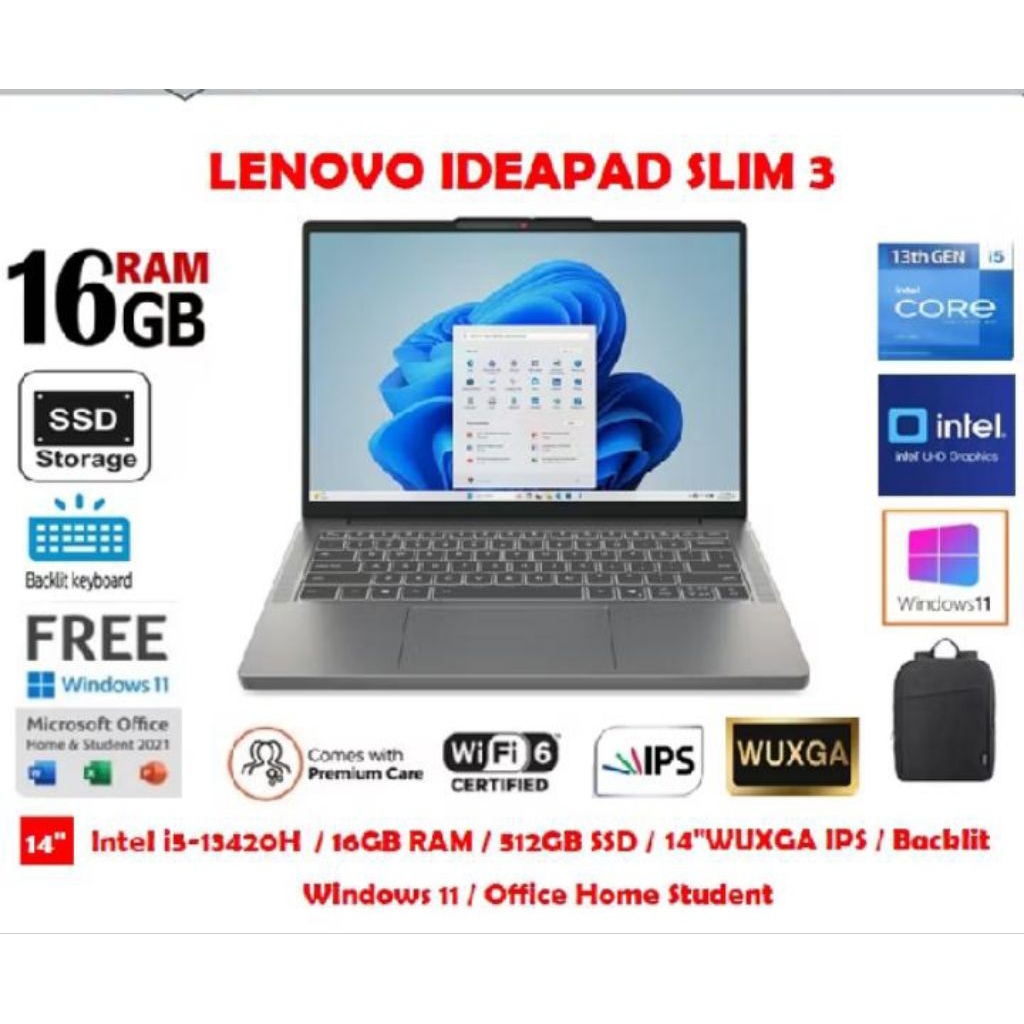 Lenovo ideapad slim 3 i5 13th gen 13420h 16gb ram