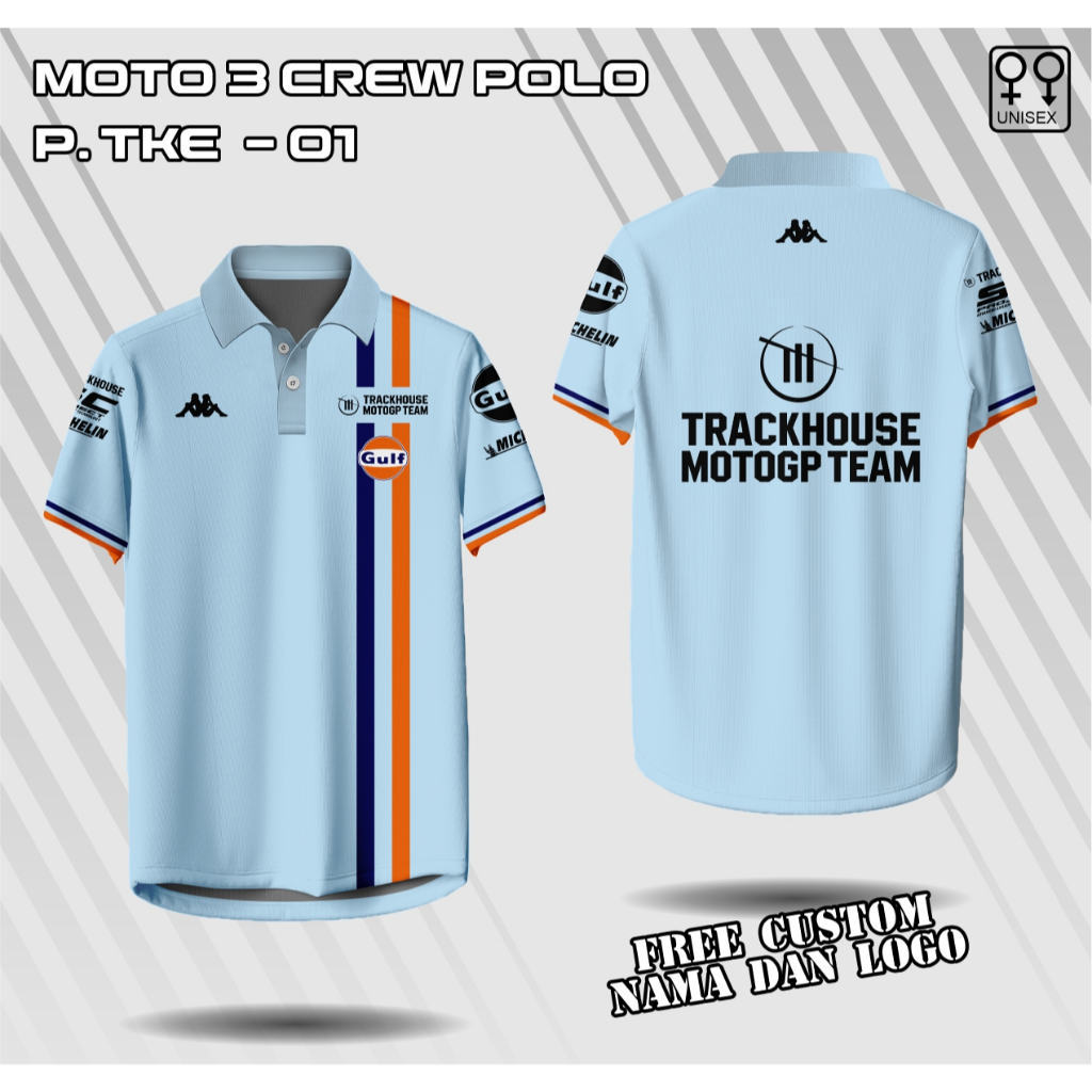 jersey polo motogp gulf team trackhouse racing baju motogp gulf trackhouse kerah kancing kaos motogp