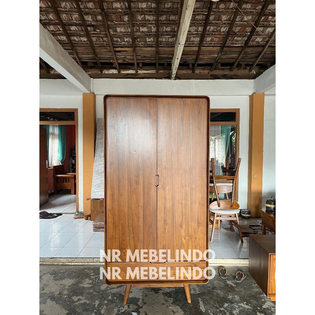 Almari Pakaian Retro Minimalis Pintu 2 Almari Minimalis Kayu Jati