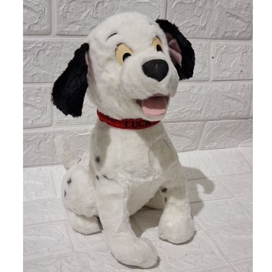 boneka anjing 101 dalmatian lucky original brand disney mata kuning keras jadul boneka guguk dalmati