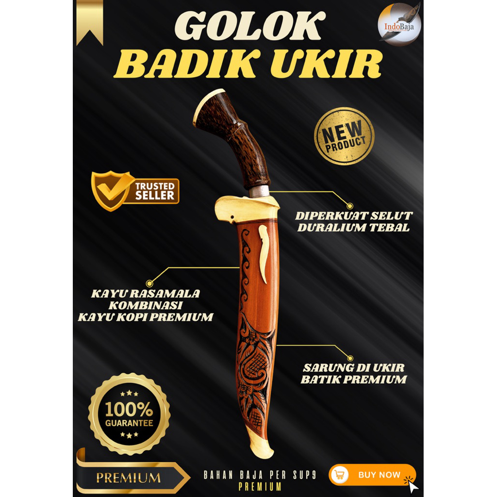 [INDOBAJA] GOLOK KEBUN BADIK UKIR GOLOK BAJA PER SUP9 PREMIUM ASLI ORIGINAL SUPER TAJAM