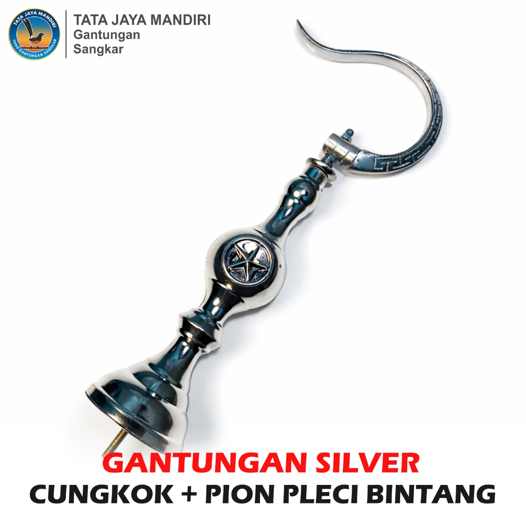 GANTUNGAN SANGKAR FULLSET CUNGKOK PION PLECI BINTANG PVC SILVER CANTOLAN SANGKAR BURUNG