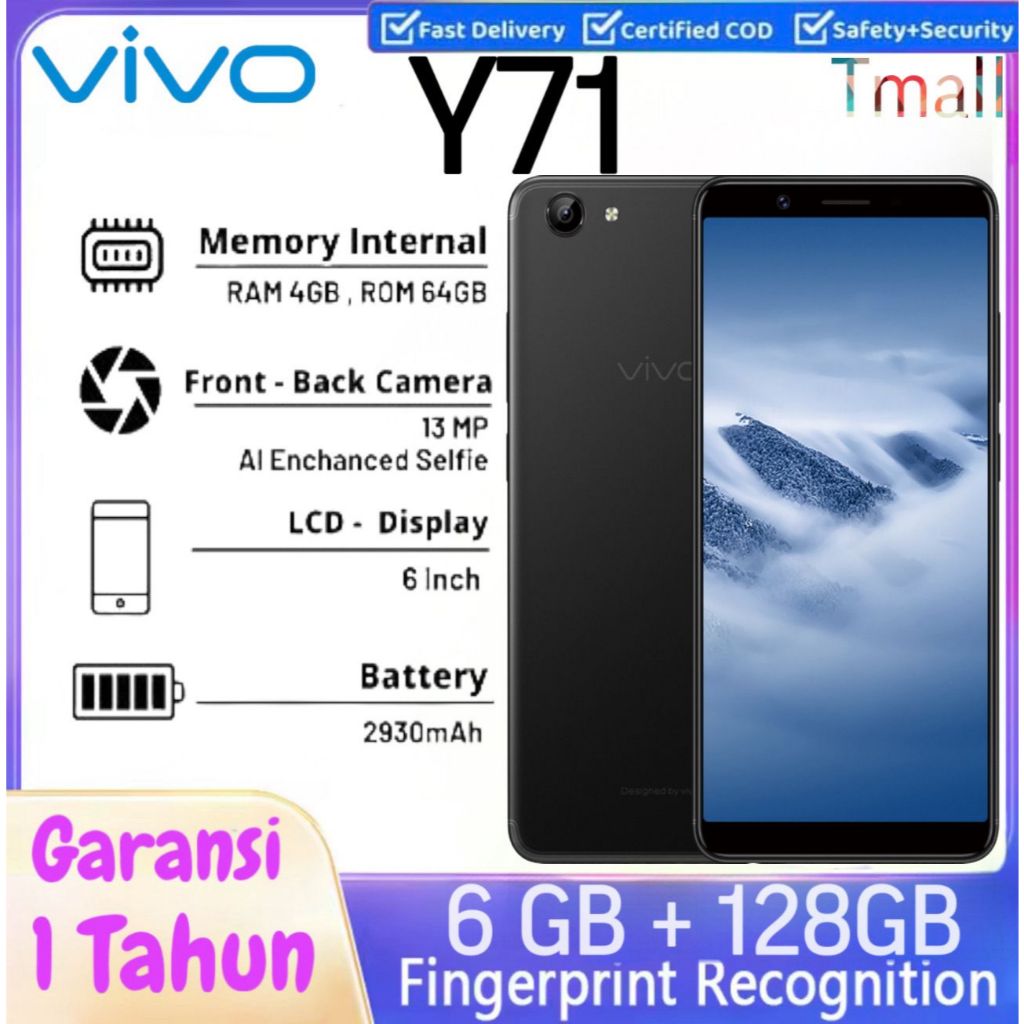 PROMO VIVO Y71 RAM 6/128GB 4G Smartphone Android GARANSI 1TAHUN