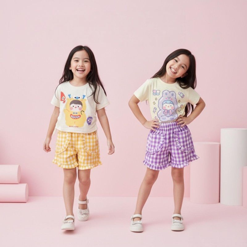 Chiki & Chika OneSET - Setelan Baju Anak Perempuan One Set Umur 1-5 Tahun | Baju Anak