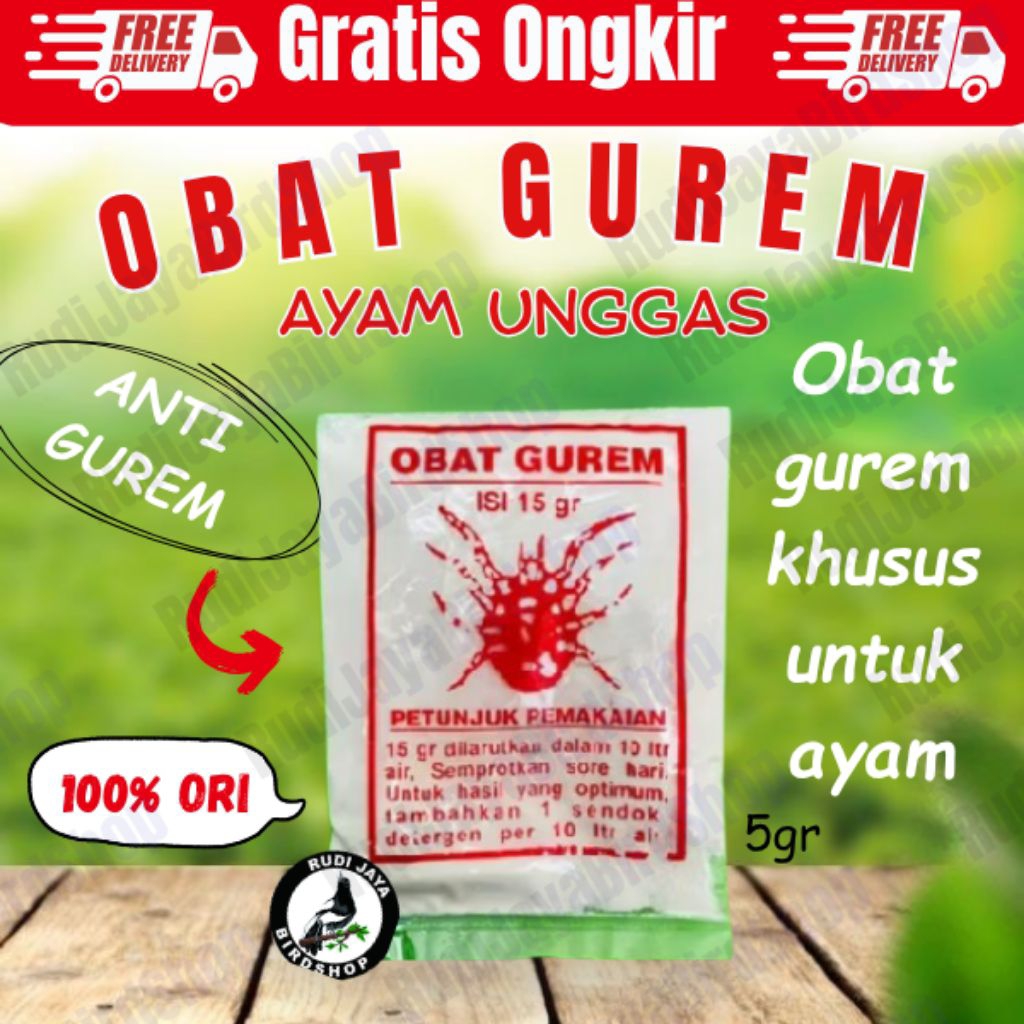 OBAT GUREM AYAM BURUNG MERPATI 1 SACHET RACUN KUTU SEMUT SERANGGA PARASIT KANDANG SARANG AYAM BURUNG
