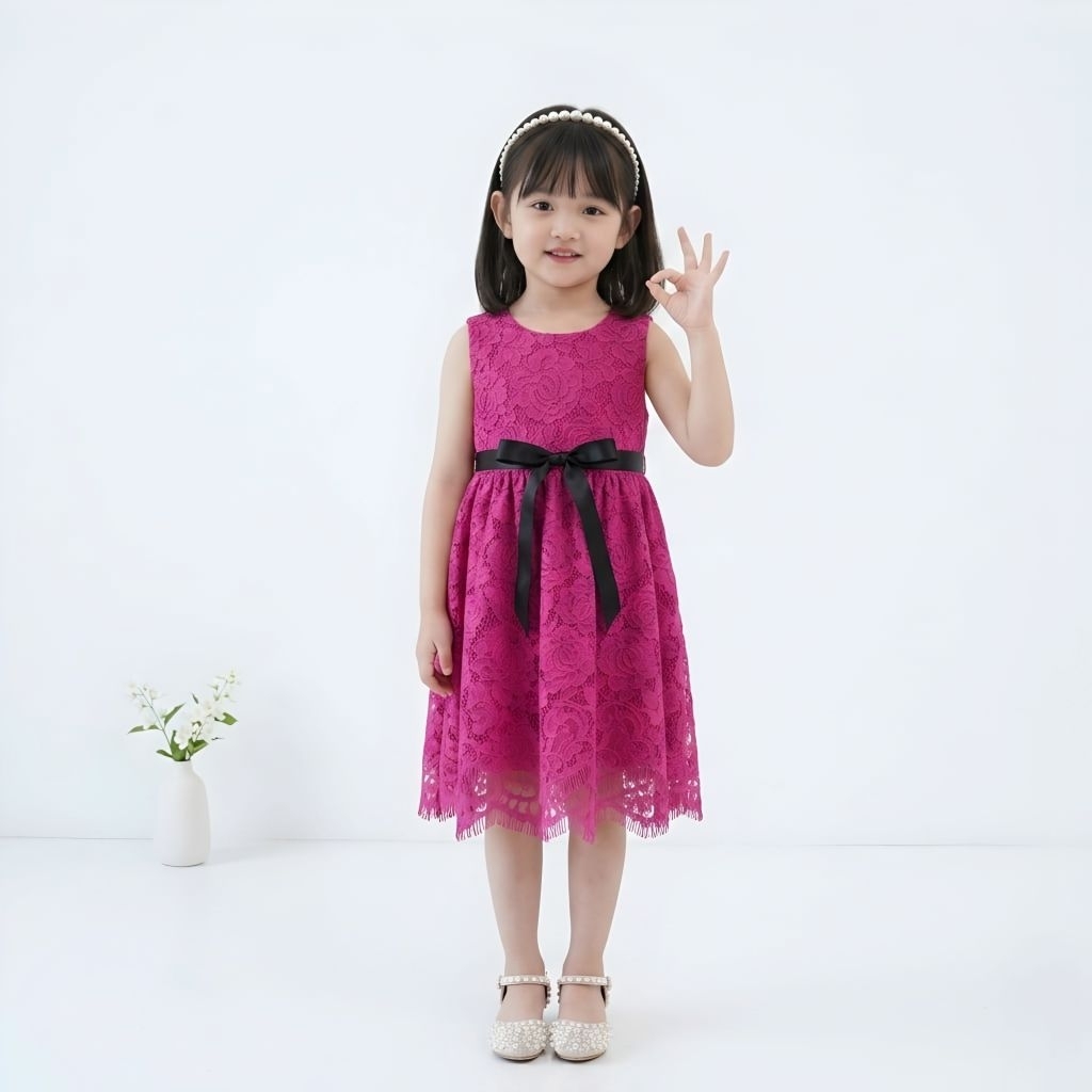 Dress Liesel Kid Dress Brukat Pesta Anak Modis Usia 2-4 Tahun Vr