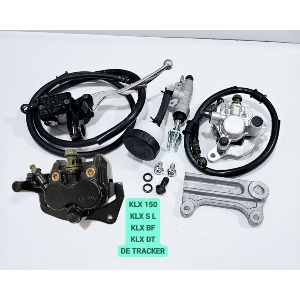 KALIPER DEPAN BELAKANG KLX 150 KLX S L KLX BF KLX DT DE TRACKER TREKER SET KAMPAS BREKET SELANG REM 