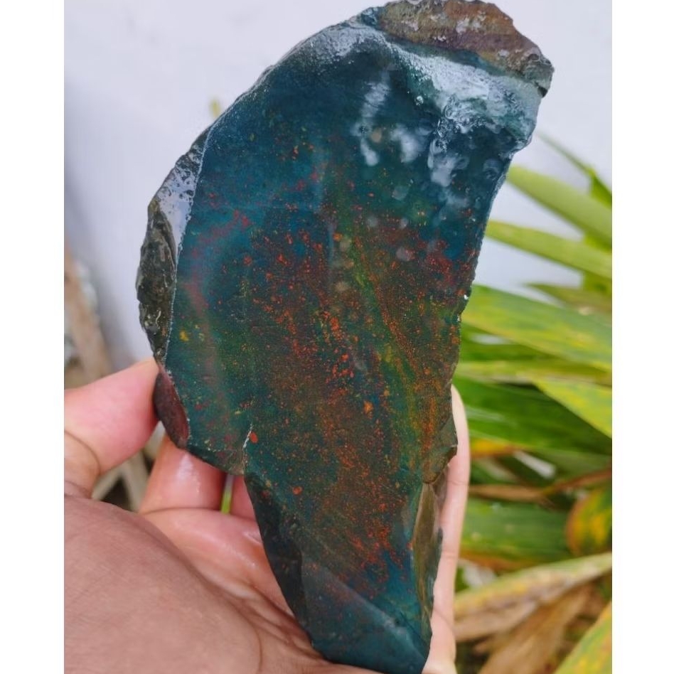 suiseki batu alam bahan batu akik lempengan bloodstone nogosui nagasui trotol multi warna super natu