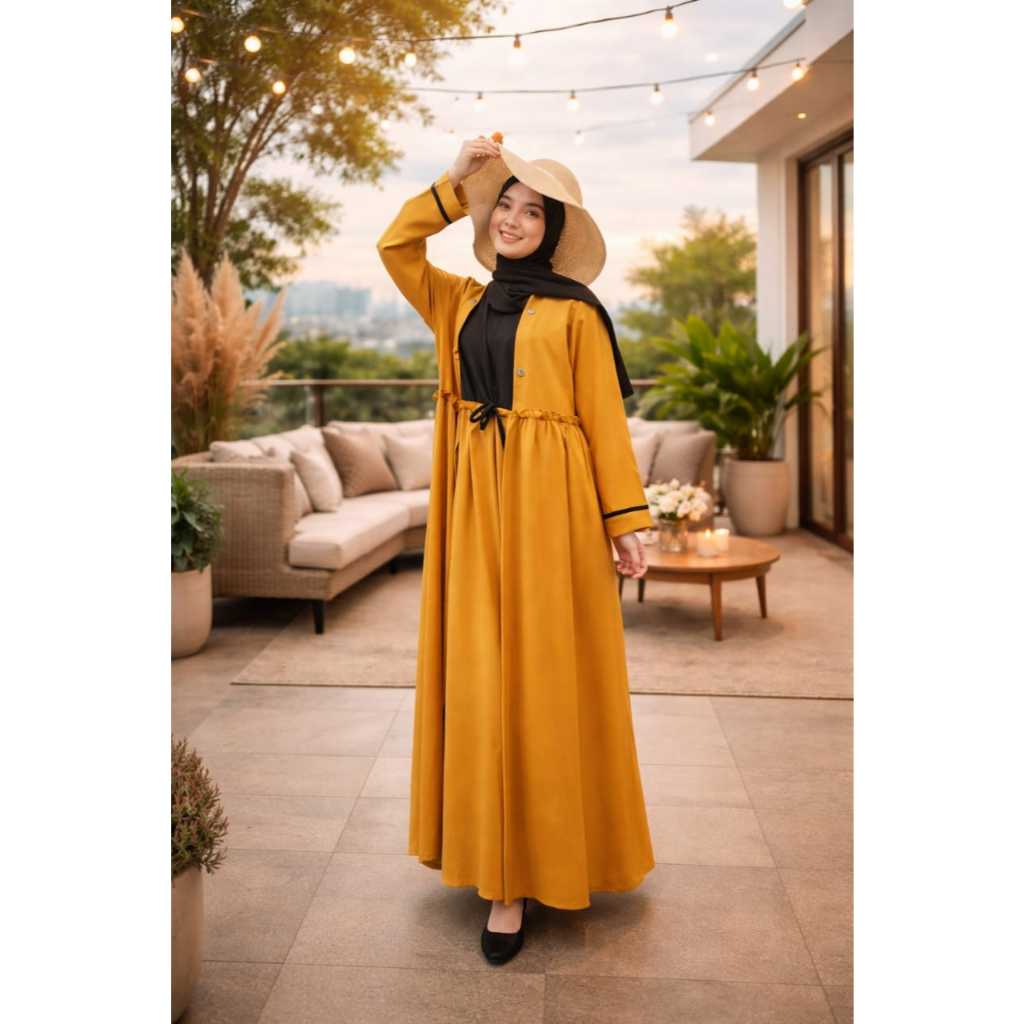 Gamis Terbaru kekinian ELLIYA DRESS aluna dress ori zahin collection /polos mix motif kotak