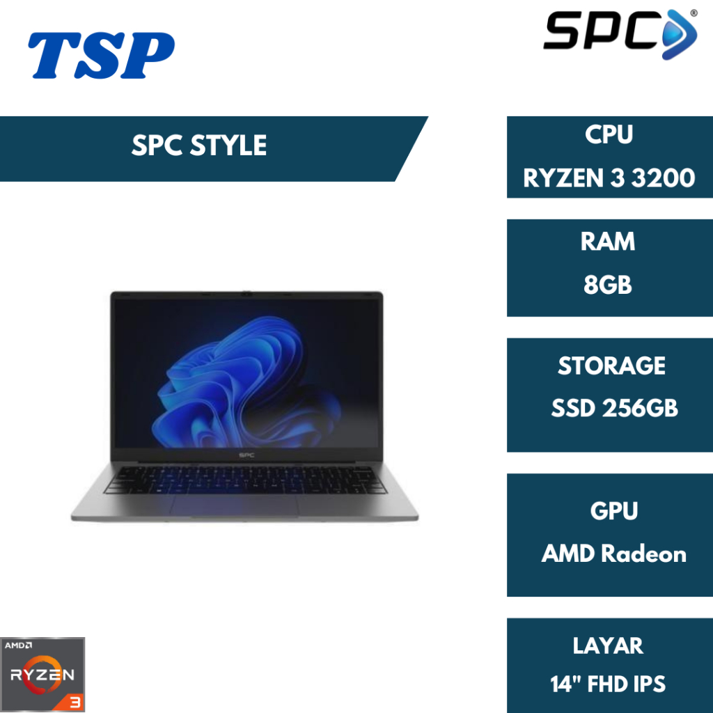 SPC STYLE 3 RYZEN 3 3200 8GB 256GB DOS 14'' FHD IPS