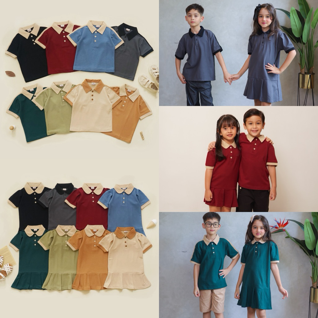 Bualla Kids | AXEL & ZEA Series | Kaos polo & Dress anak couple | Kaos polo anak laki-laki | Dress p