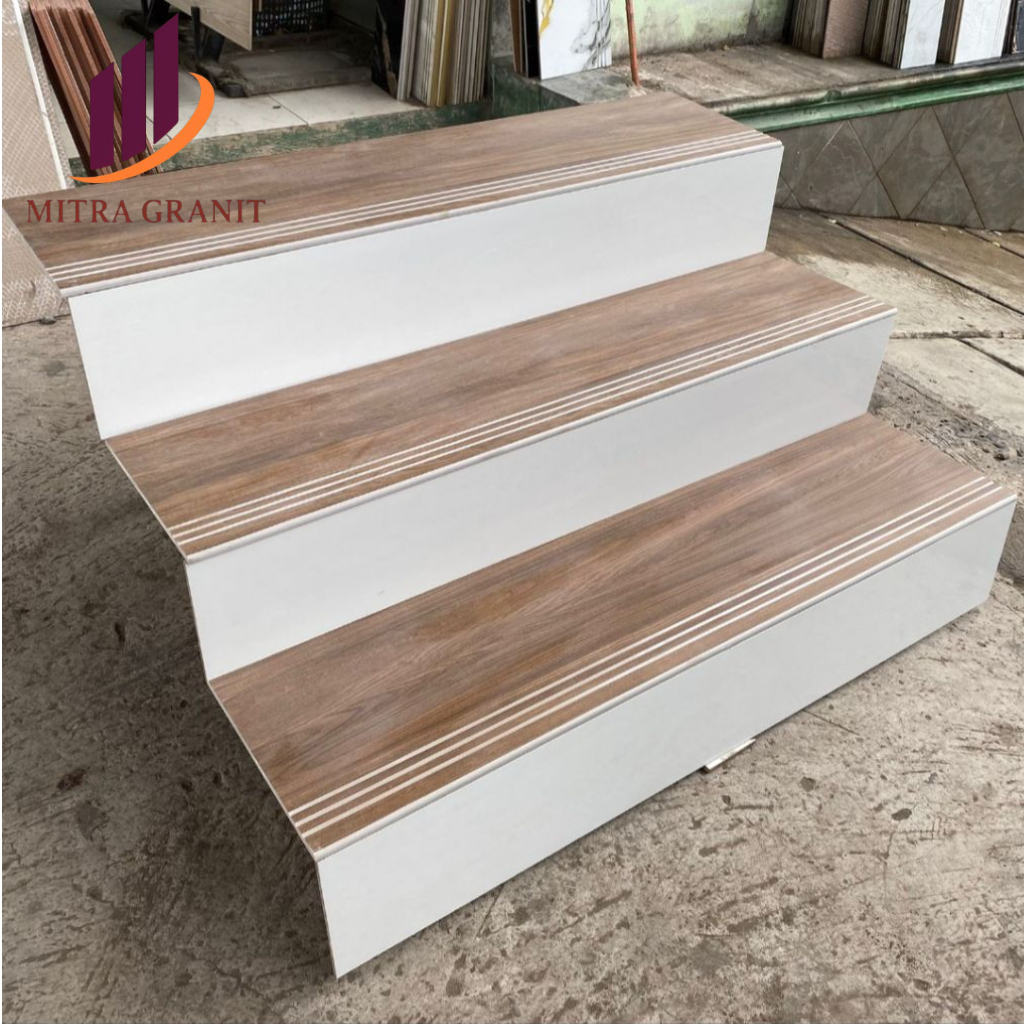 ANAK TANGGA GRANIT MOTIP KAYU 30X100 20X100 CUSTOM UKURAN STEPNOSING