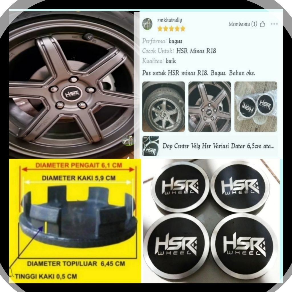 Dop Center Velg Hsr Minas R18 Variasi Datar 6,5cm atau tutup as roda Ban mobil